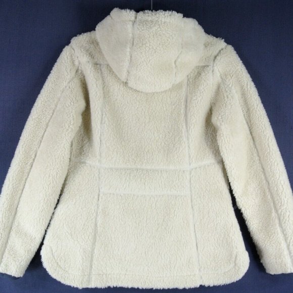 NEW L.L. Bean Women's Mountain Pile Fleece Hoodie in Natural Size M#2245 - Picture 7 of 10